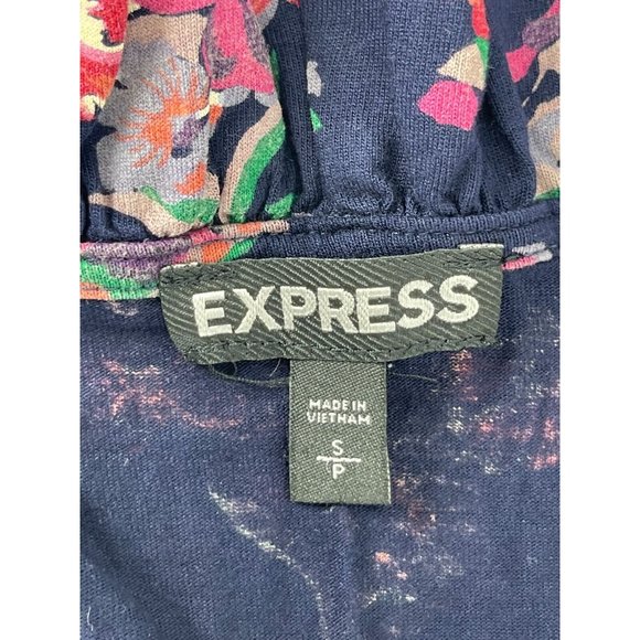 Express Women's Sleeveless Top Blouse Shirt Size SP Ruffled Front Floral Pattern - Picture 8 of 11